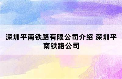 深圳平南铁路有限公司介绍 深圳平南铁路公司